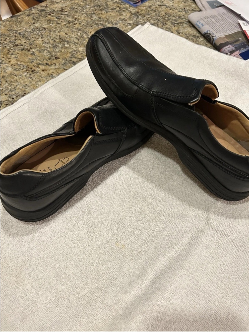 Johnston & Murphy Black Leather Slip-On Loafers